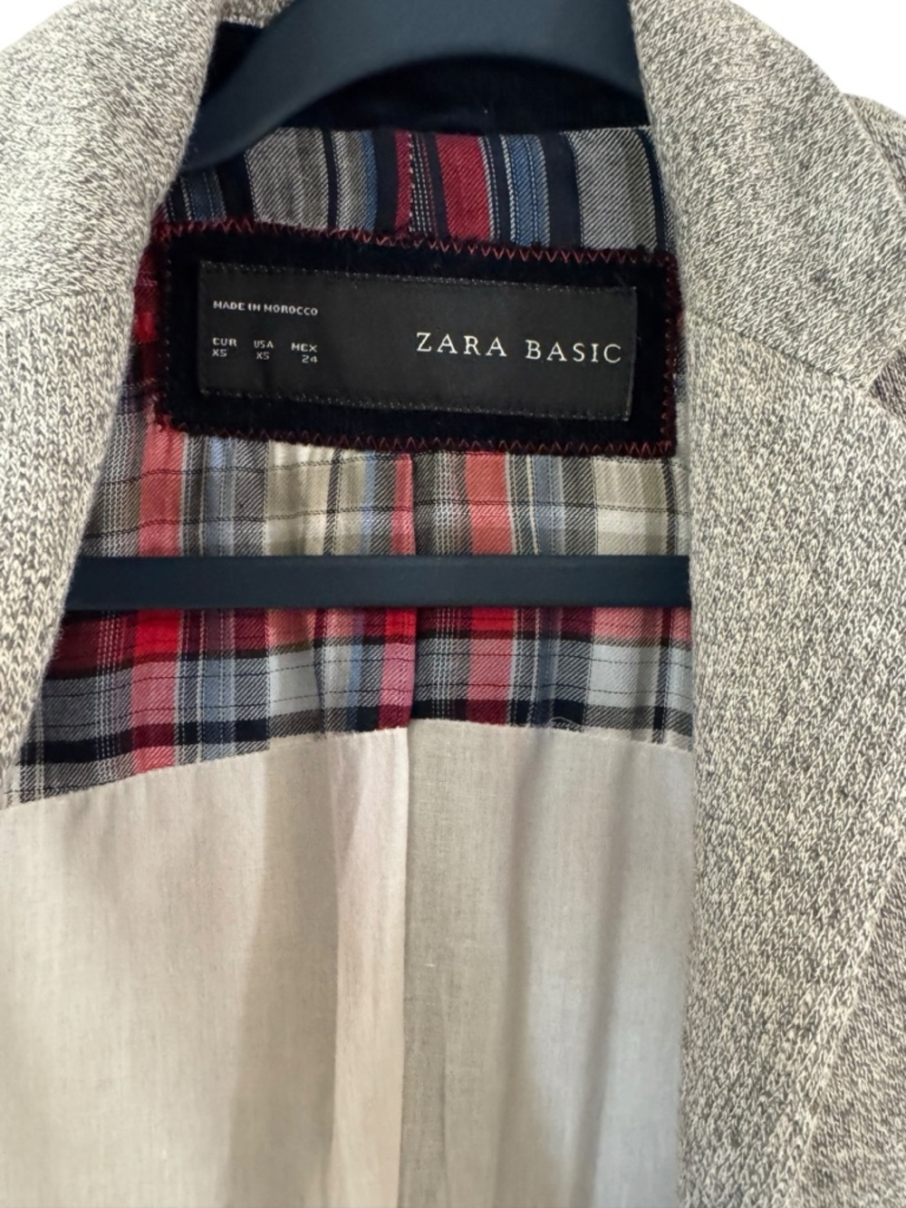 Zara Light Gray Cotton Tweed Women's Blazer Jacket - XS - Picture 4 of 6